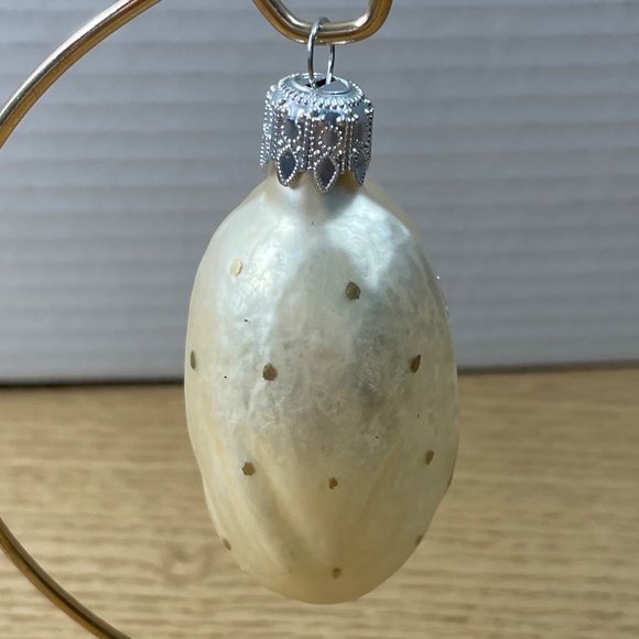 Inge Glas Christmas Ornament German Olde World Santa White Gold Hand Blown Glass - Picture 2 of 6